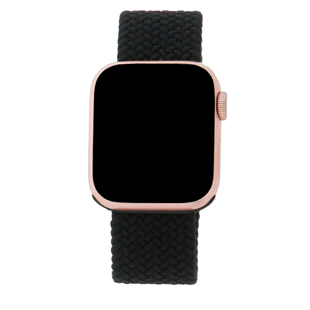 Apple Watch (38/40/SE/41/42mm) Elastisk Stof Rem - Str. M - Sort