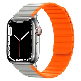 Apple Watch (38/40/SE/41/42mm) Lippa Magnetisk Silikone Multi Rem - Grå / Orange