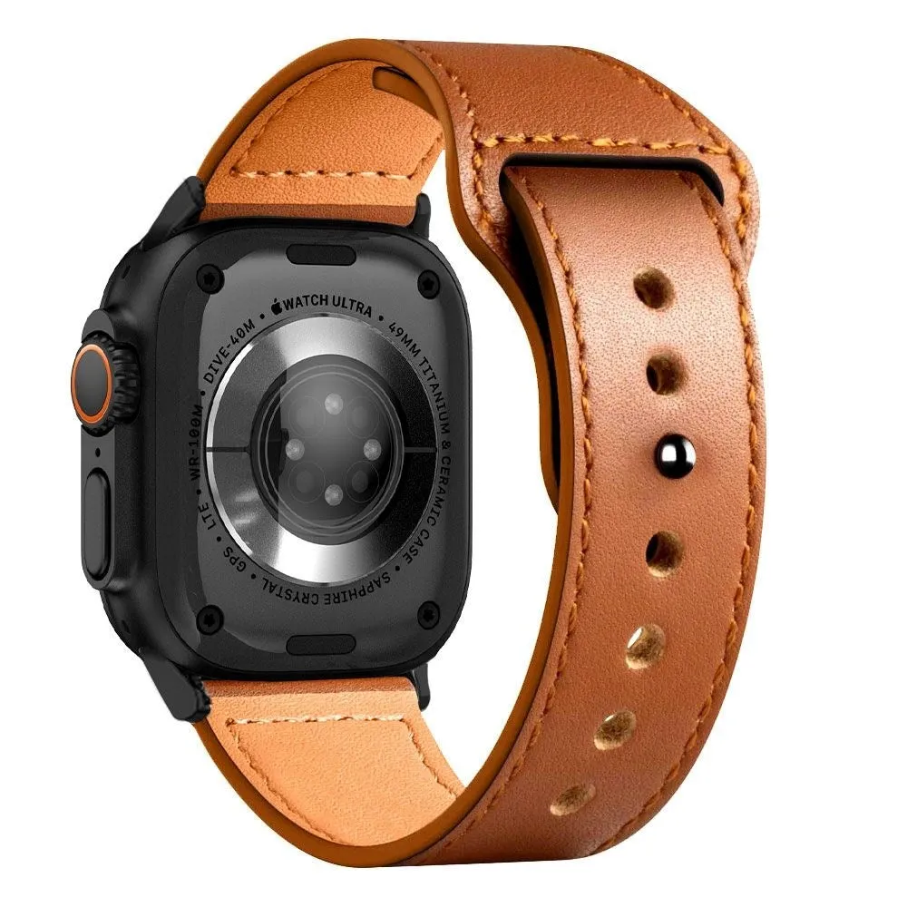 Apple Watch (38/40/SE/41/42mm) Tech-Protect Naturalfit Ægte Læder Urrem - Brown