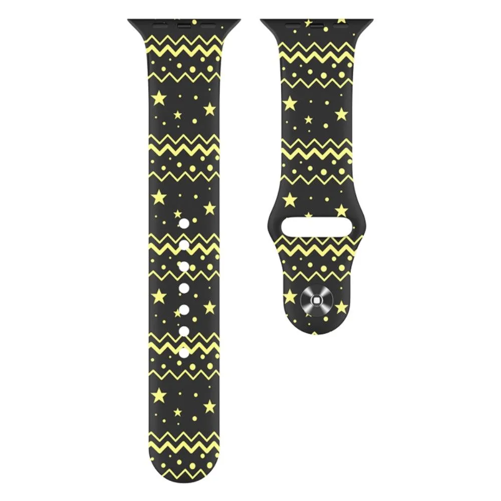 Apple Watch (41mm) christmas pattern silicone watch strap - Christmas Starry Sky / Size: L