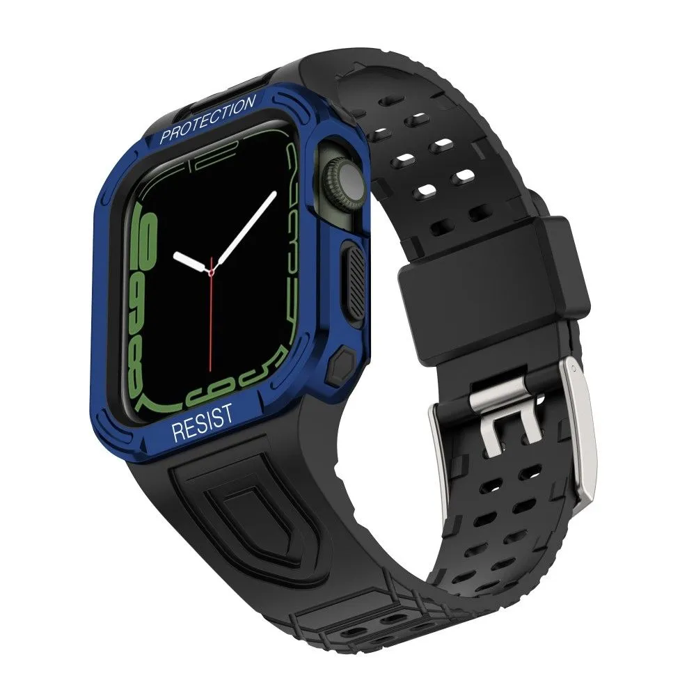 Apple Watch (41mm) color contrast watch strap    protective case - Black / Blue