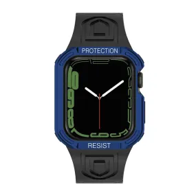 Apple Watch (41mm) color contrast watch strap    protective case - Black / Blue