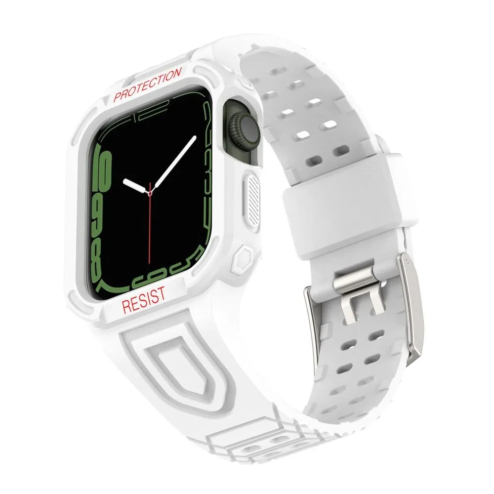 Apple Watch (41mm) color contrast watch strap    protective case - White / White