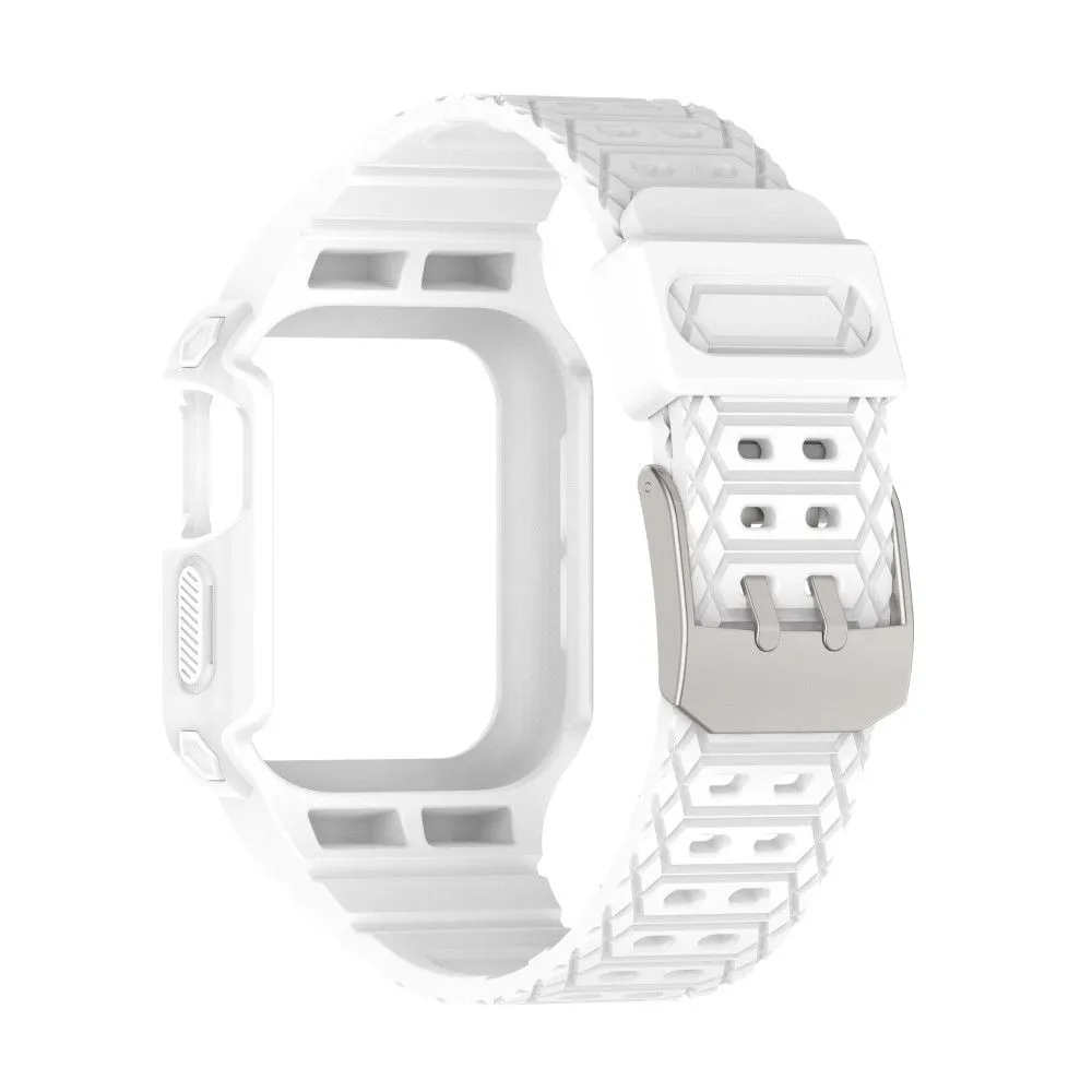 Apple Watch (41mm) color contrast watch strap    protective case - White / White