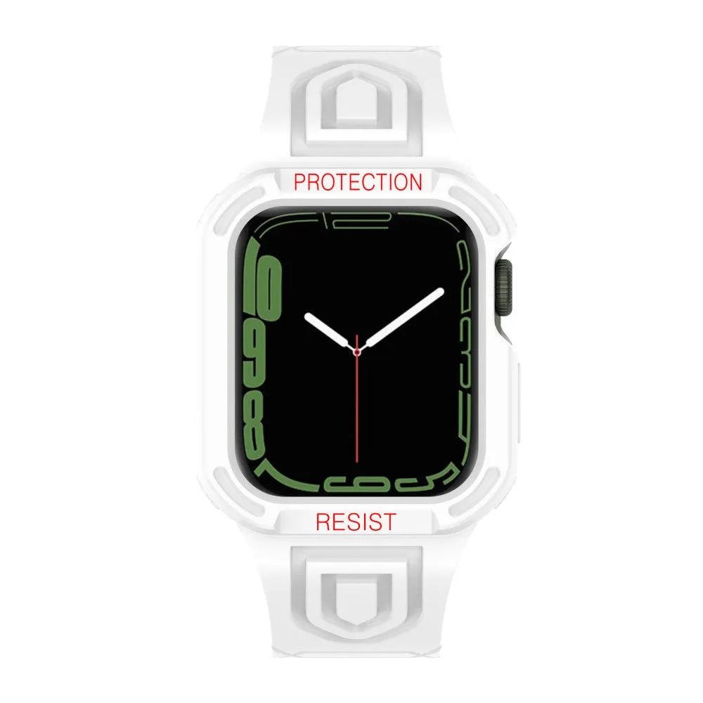 Apple Watch (41mm) color contrast watch strap    protective case - White / White