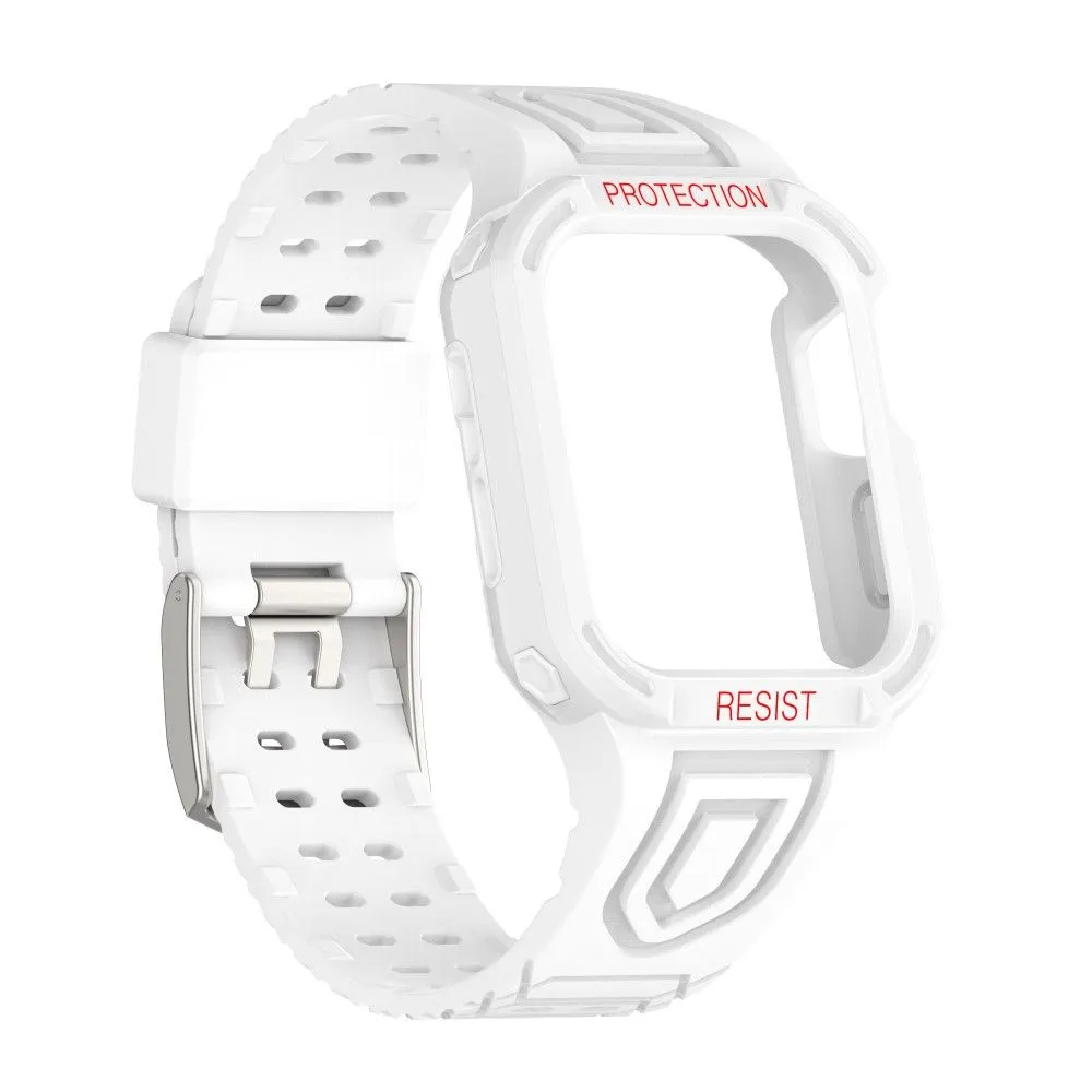 Apple Watch (41mm) color contrast watch strap    protective case - White / White