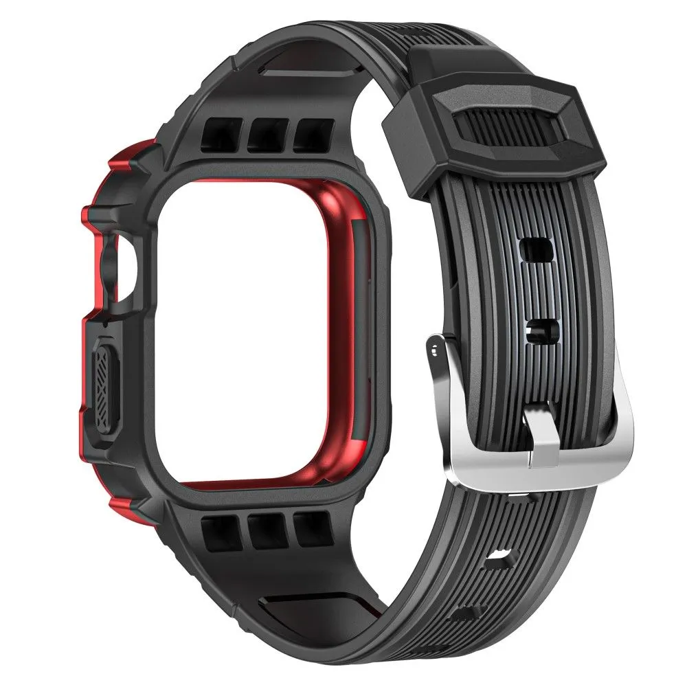 Apple Watch (41mm) dual color TPU cover with watch strap - Black / Red