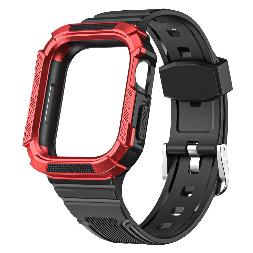 Apple Watch (41mm) dual color TPU cover with watch strap - Black / Red