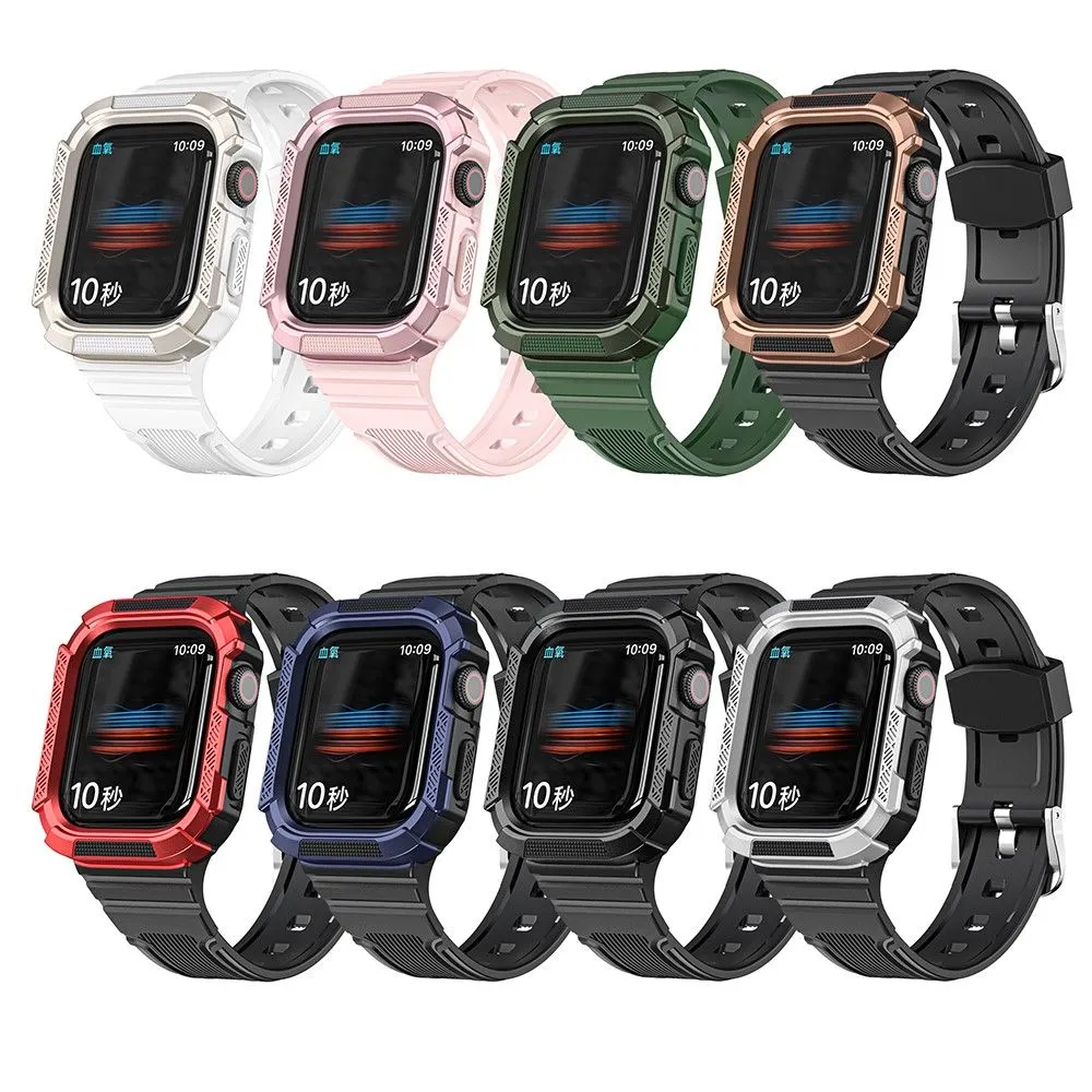 Apple Watch (41mm) dual color TPU cover with watch strap - Black / Red