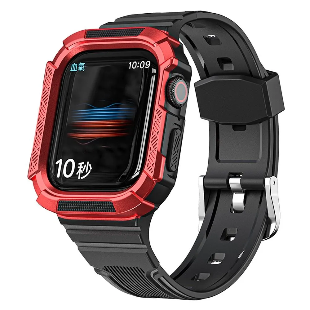 Apple Watch (41mm) dual color TPU cover with watch strap - Black / Red