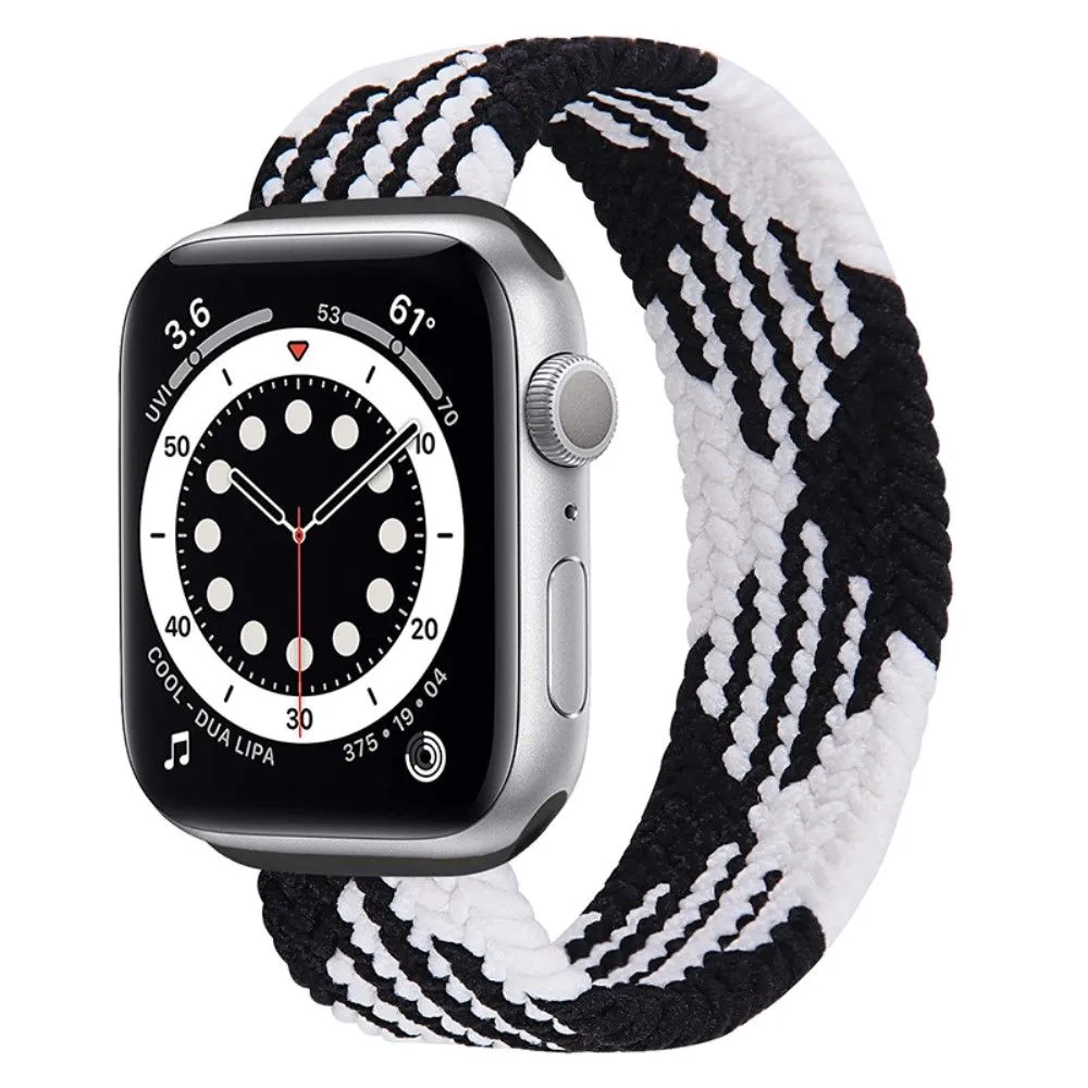 Apple Watch (41mm) elastic watch strap - Black / White Splicing / Size: M