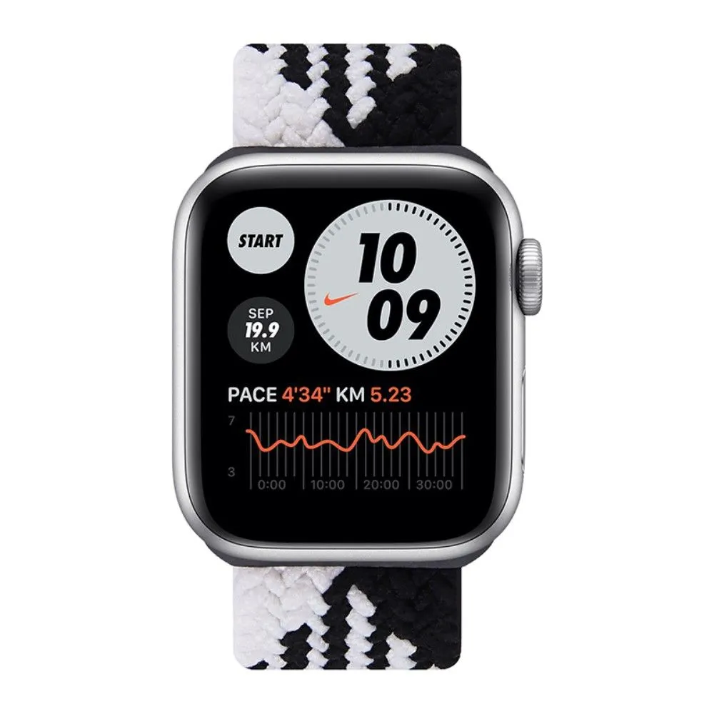 Apple Watch (41mm) elastic watch strap - Black / White Splicing / Size: M