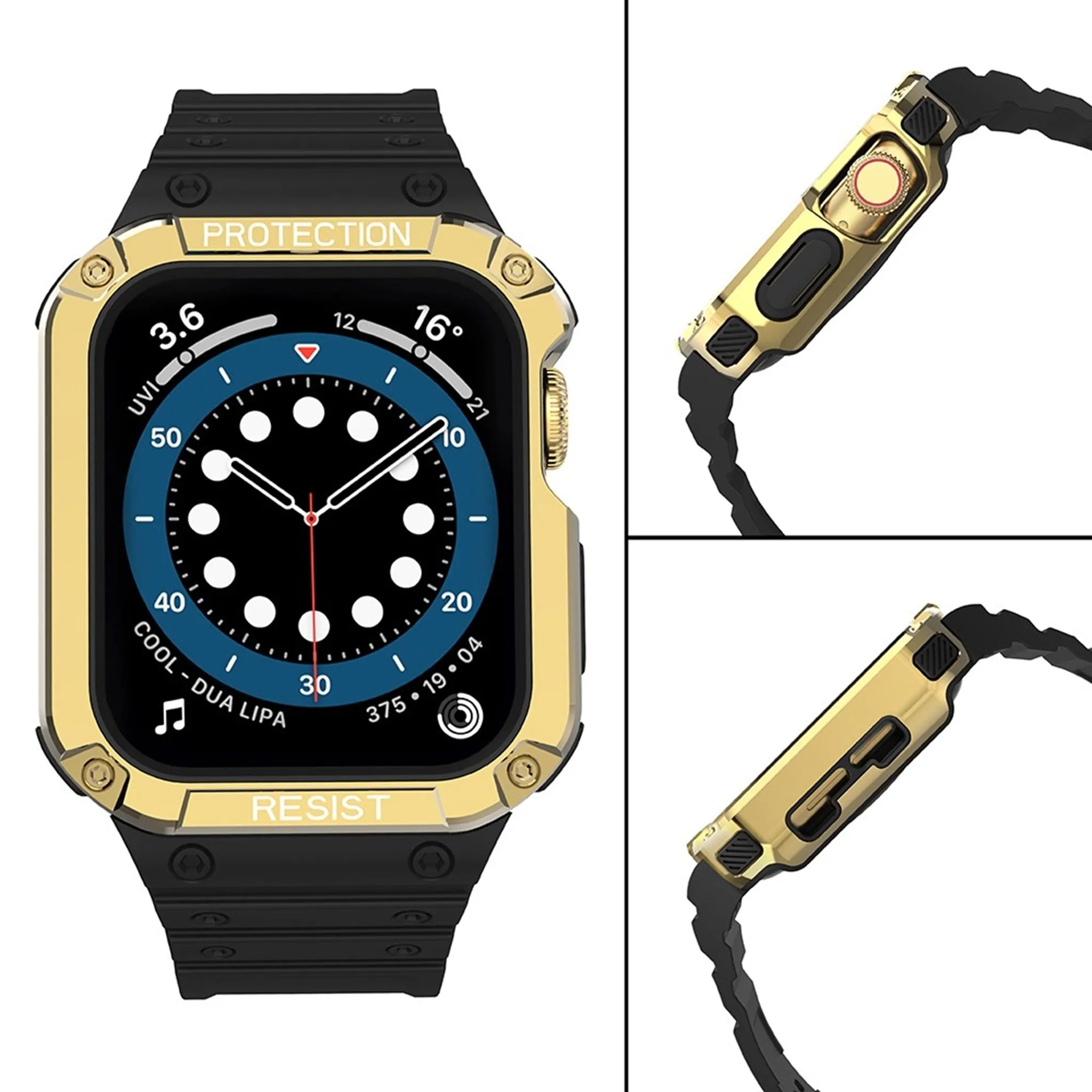 Apple Watch (41mm) unique TPU watch strap - Black / Gold