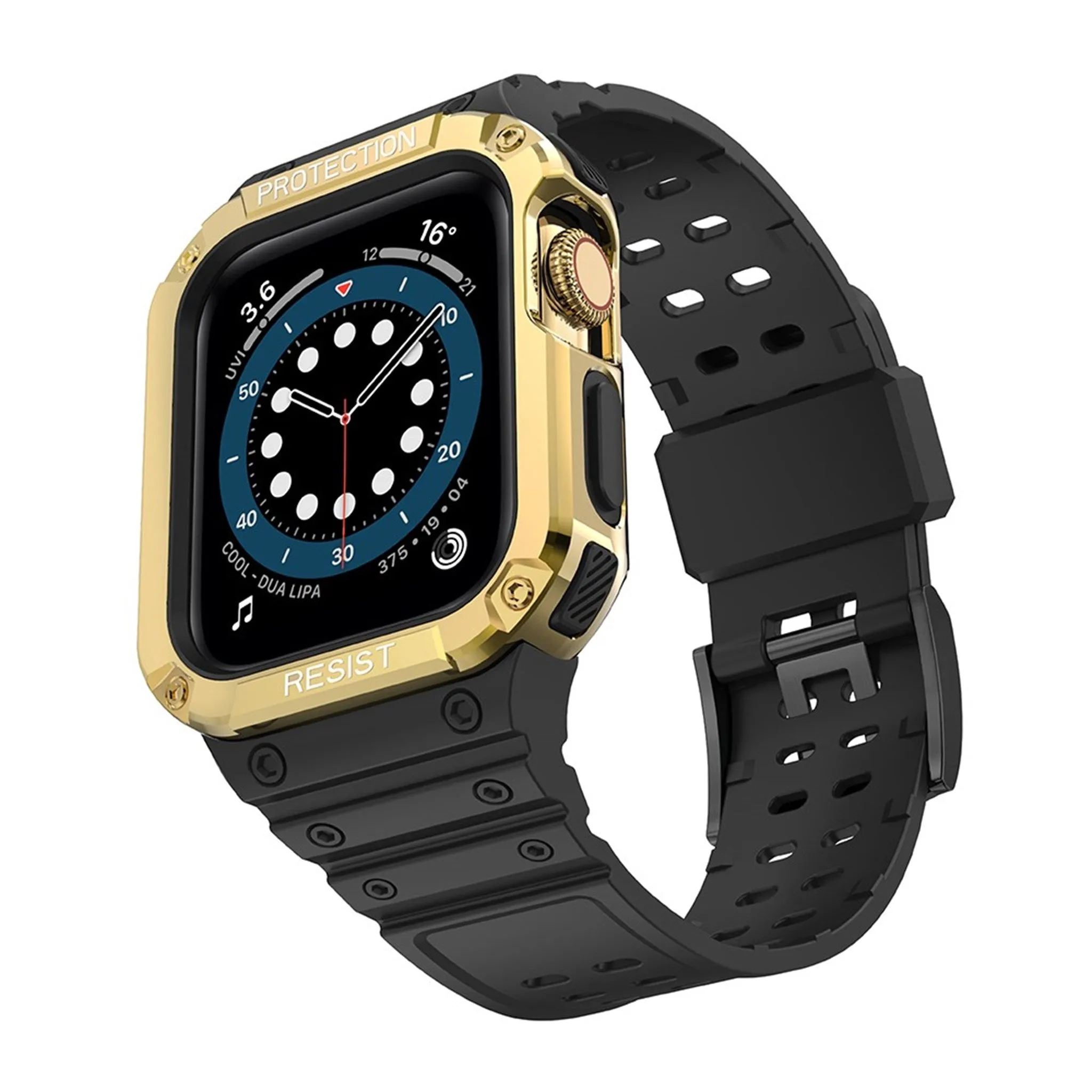 Apple Watch (41mm) unique TPU watch strap - Black / Gold