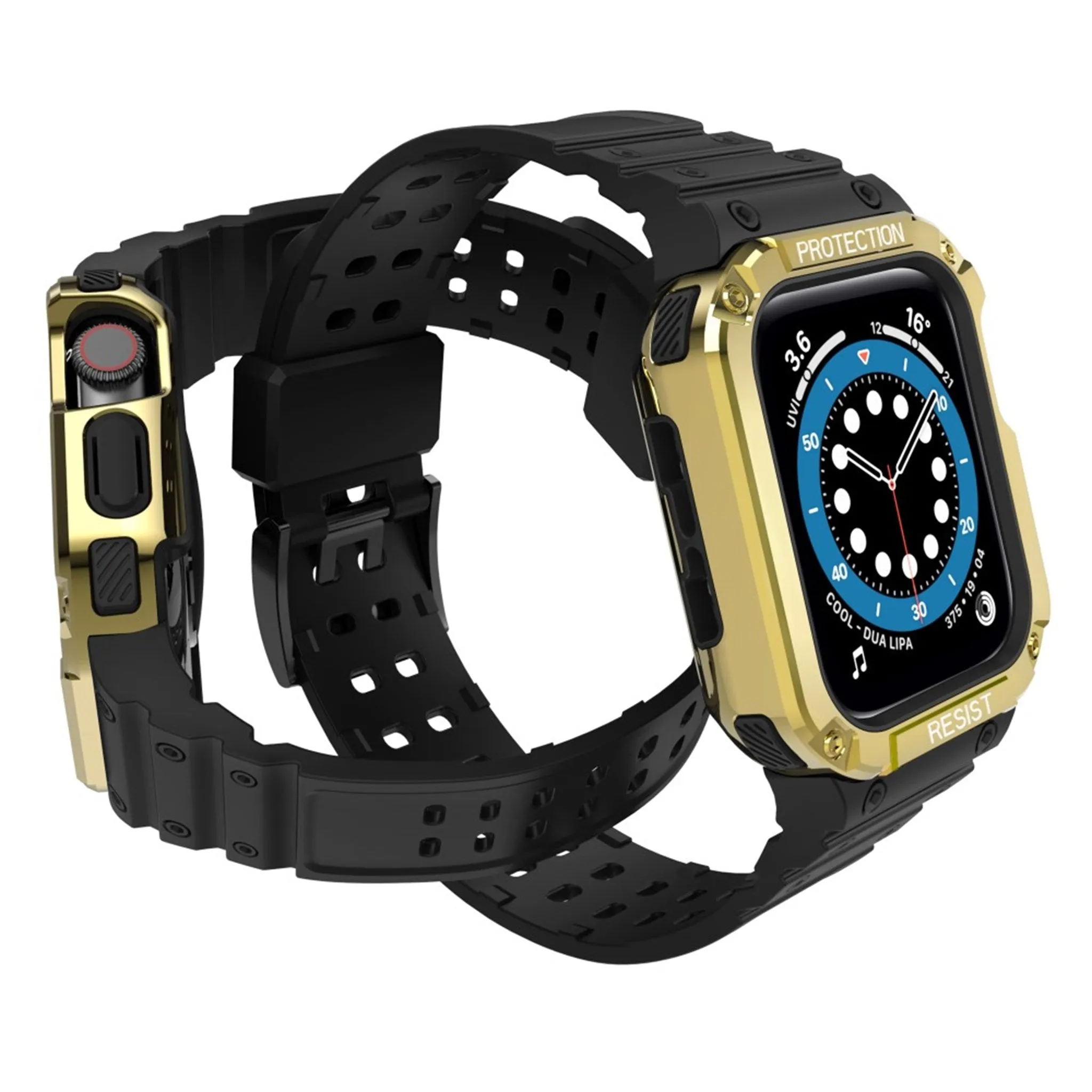 Apple Watch (41mm) unique TPU watch strap - Black / Gold