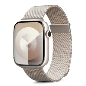 Apple Watch (42/44/SE/45/46/49mm) Epico Milanese  (Plus) Rustfri Stål Rem - Starlight