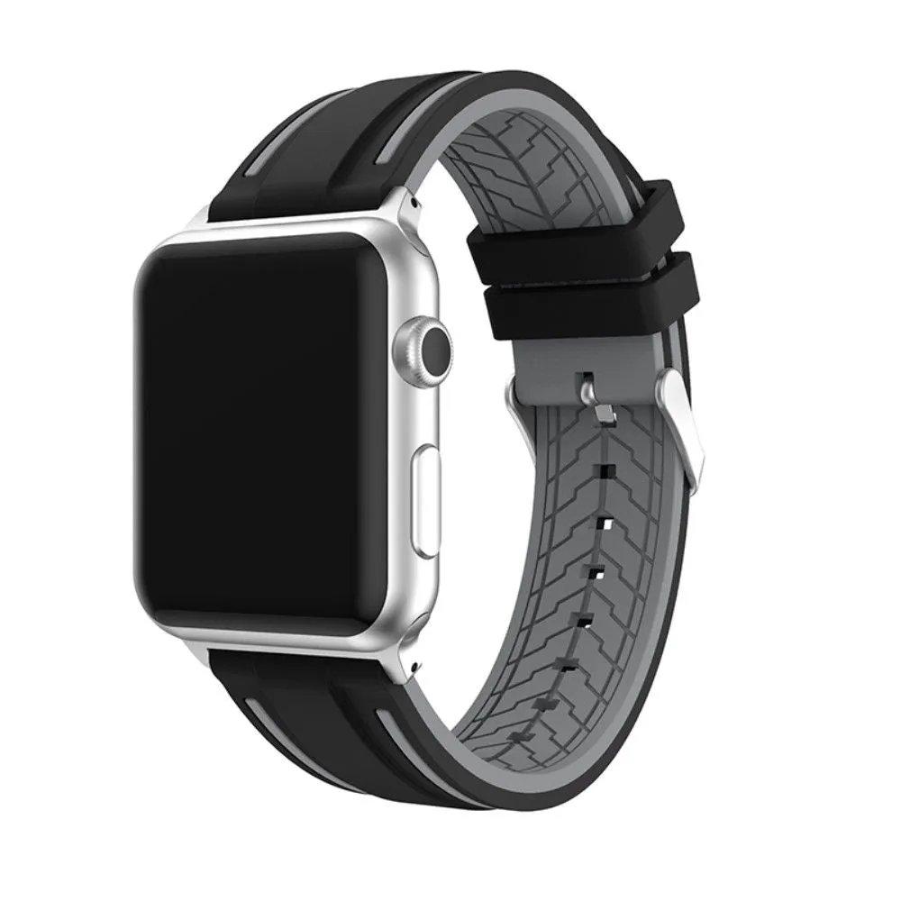 Apple Watch 44mm dual color silicone watch strap - Black / Grey