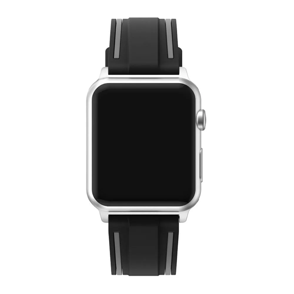 Apple Watch 44mm dual color silicone watch strap - Black / Grey