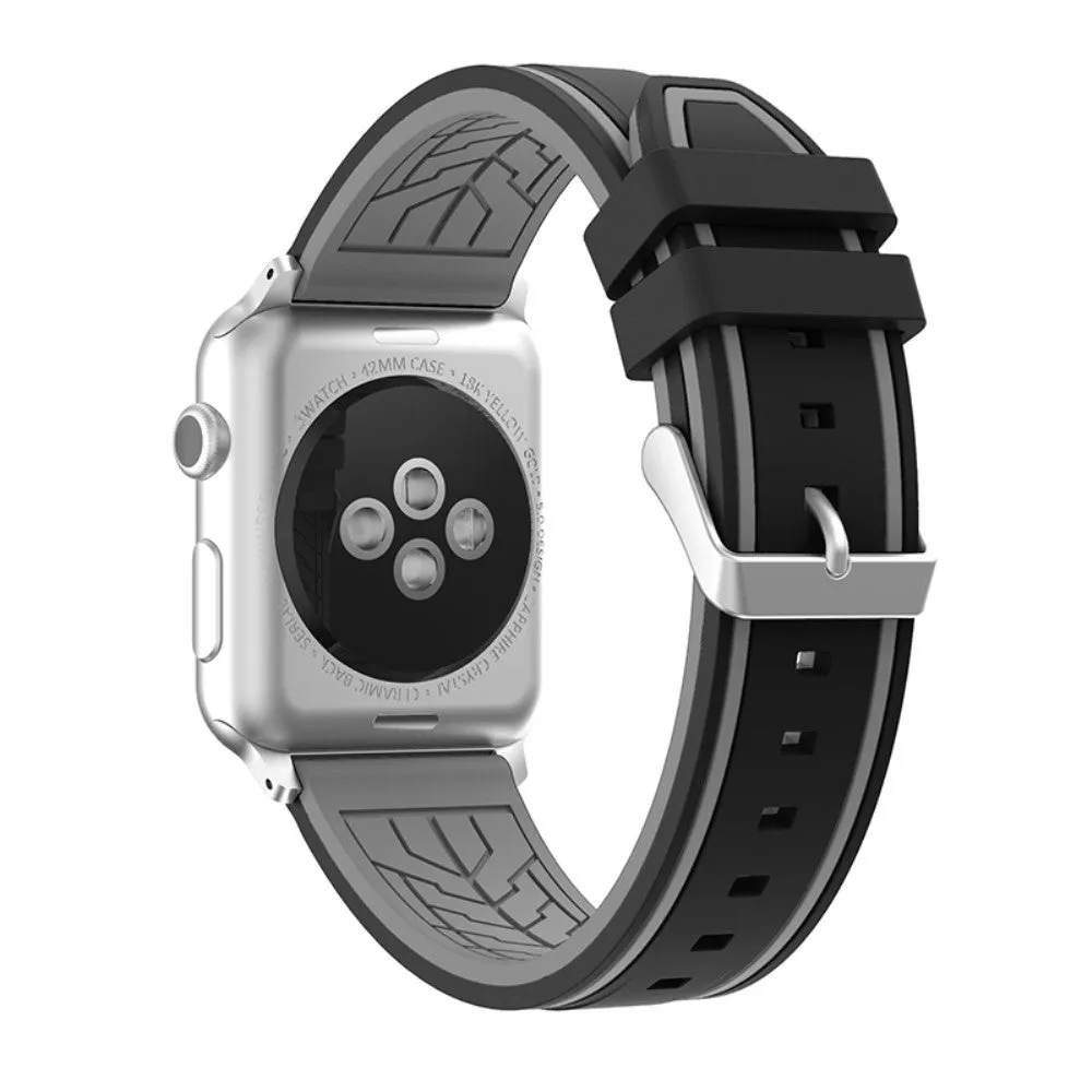 Apple Watch 44mm dual color silicone watch strap - Black / Grey