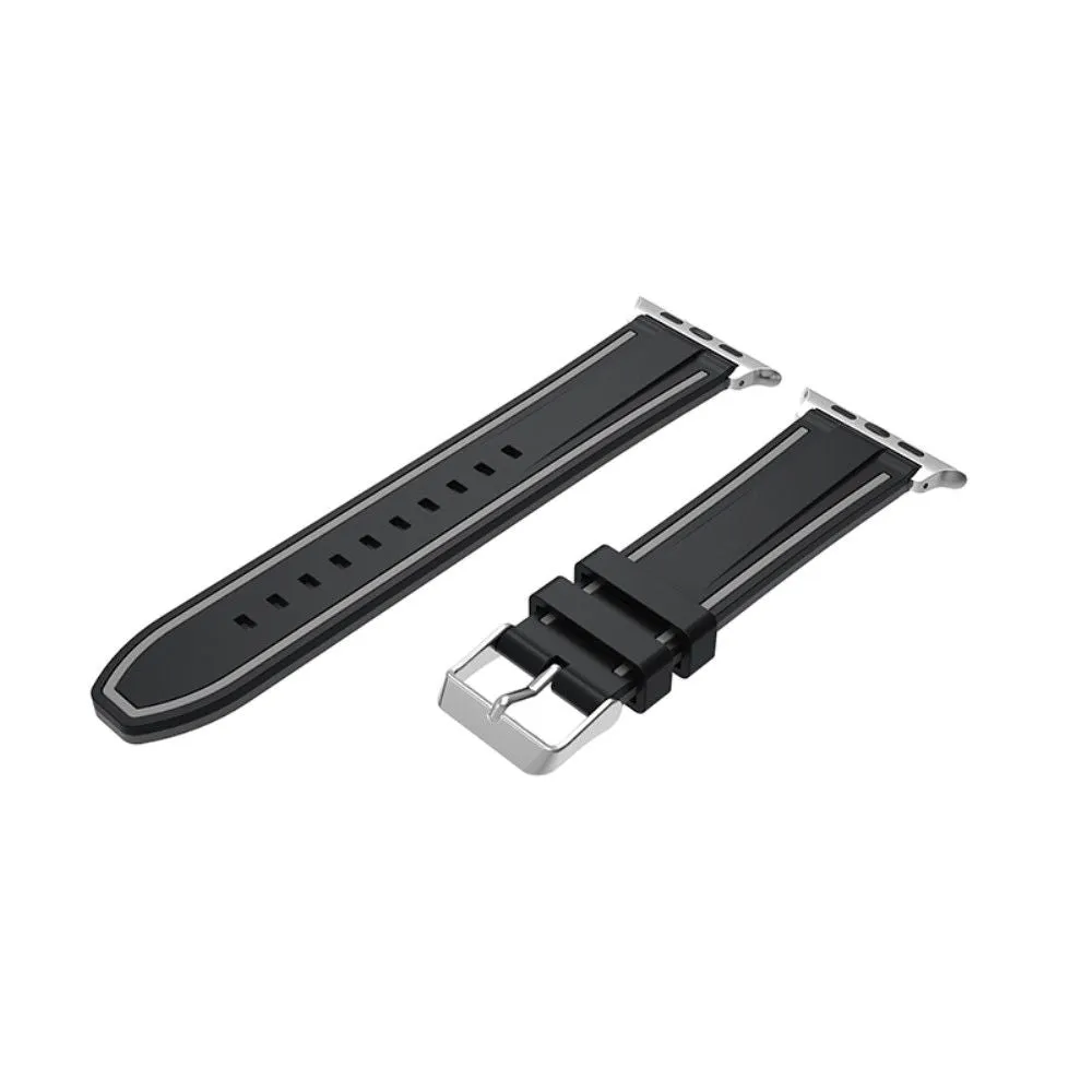 Apple Watch 44mm dual color silicone watch strap - Black / Grey