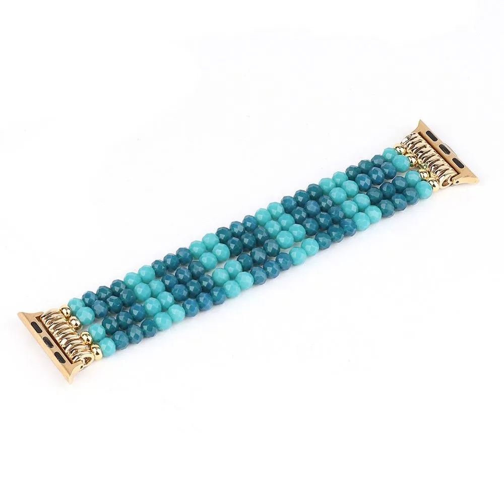 Apple Watch (45mm) 4 row blue crystal watch strap - Two-color Horizontal Stripes