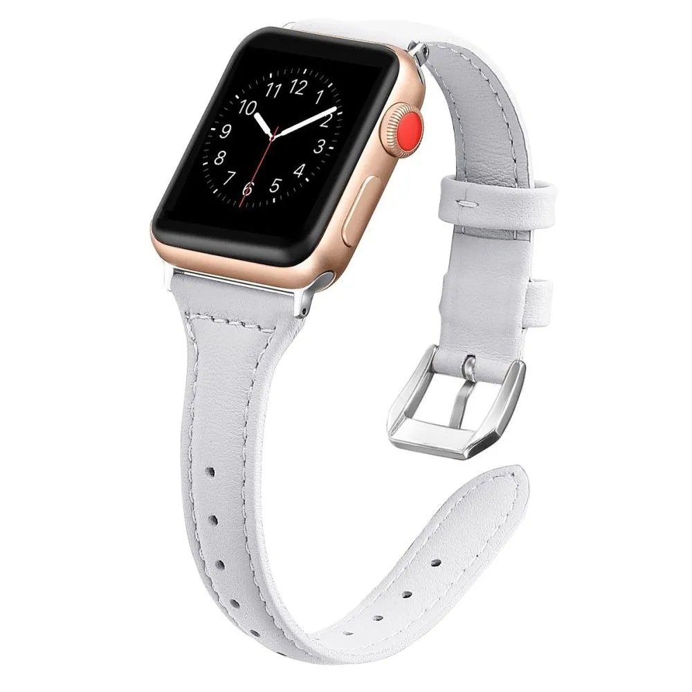 Apple Watch (45mm) B6 genuine leather watch strap - White / Size: L