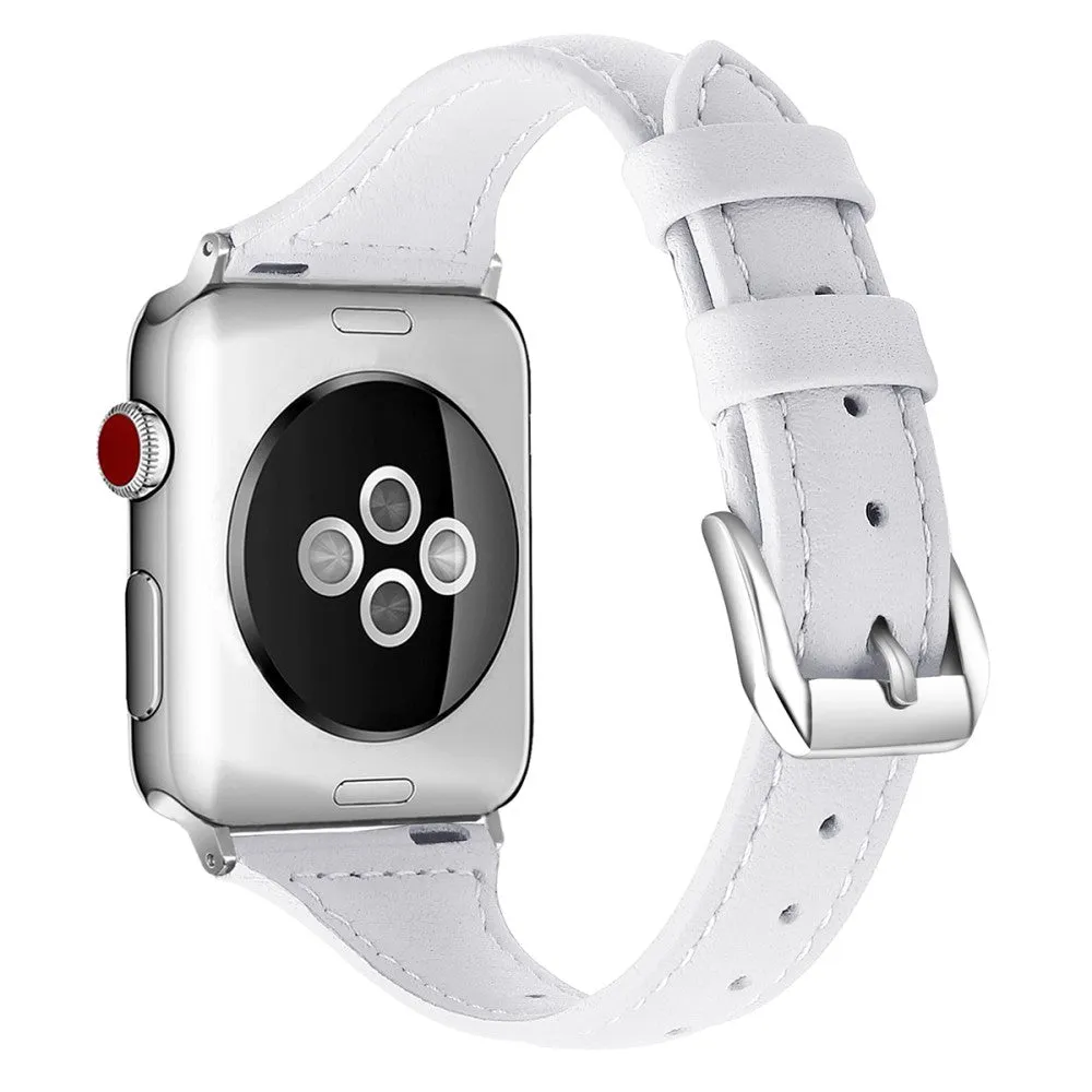 Apple Watch (45mm) B6 genuine leather watch strap - White / Size: L