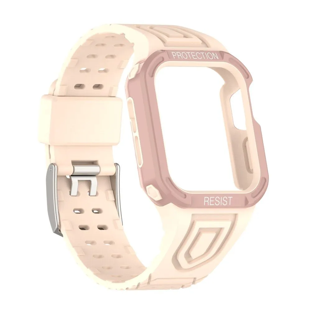 Apple Watch (45mm) color contrast watch strap    protective case - Pink / Rose Gold