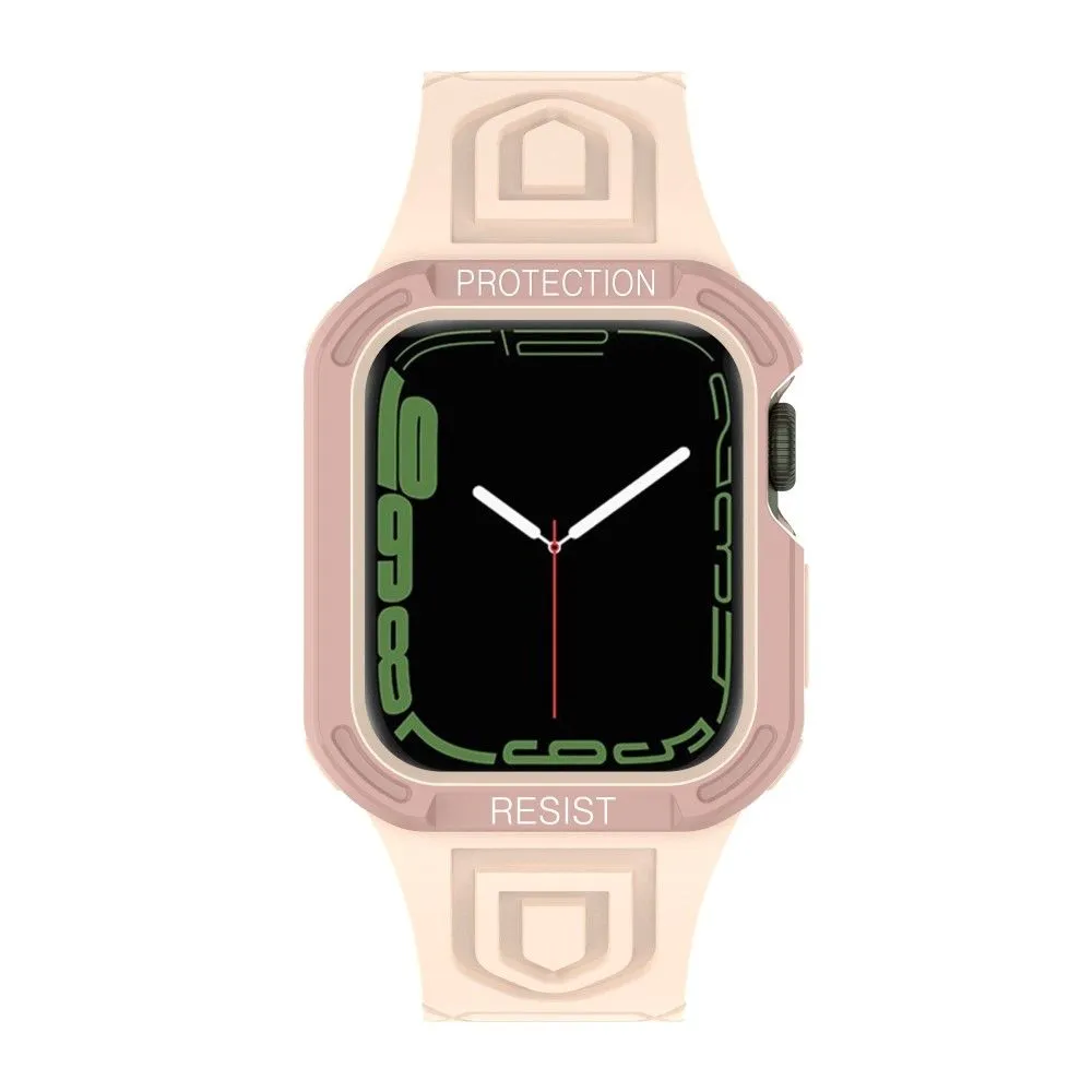 Apple Watch (45mm) color contrast watch strap    protective case - Pink / Rose Gold