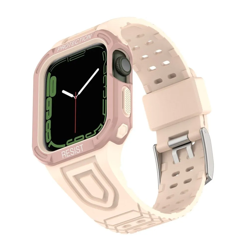 Apple Watch (45mm) color contrast watch strap    protective case - Pink / Rose Gold