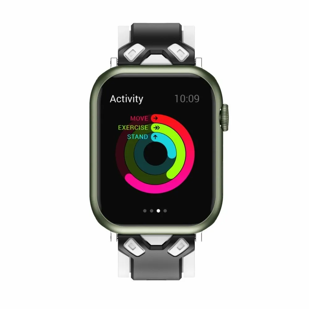 Apple Watch (45mm) color splice silicone watch strap - Black / White