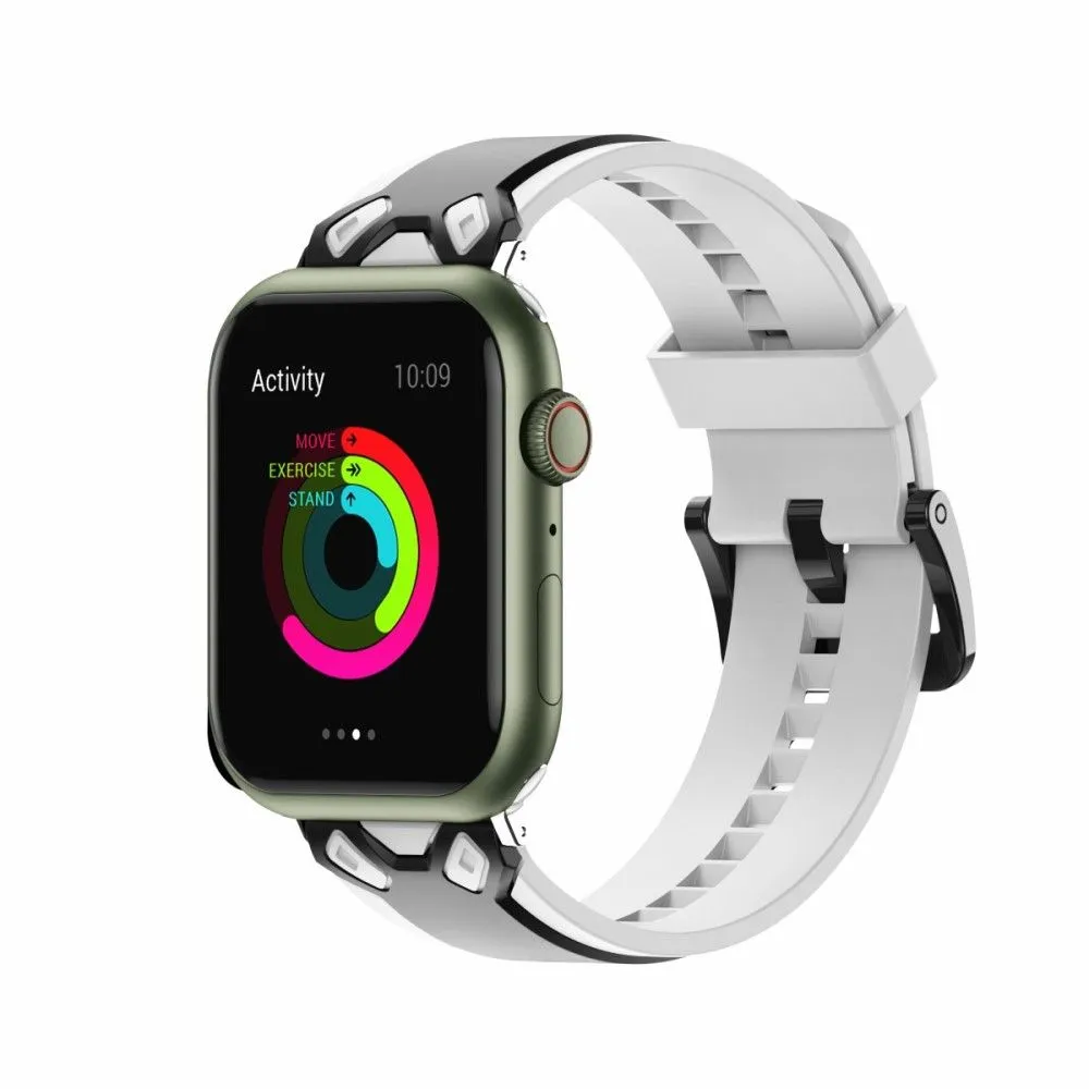 Apple Watch (45mm) color splice silicone watch strap - Black / White