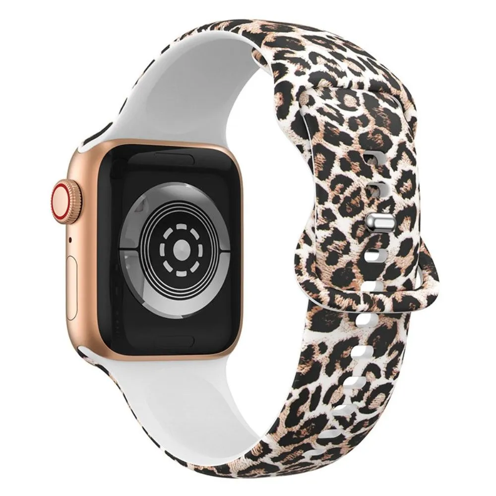 Apple Watch (45mm) design style silicone watch strap - Brown Leopard