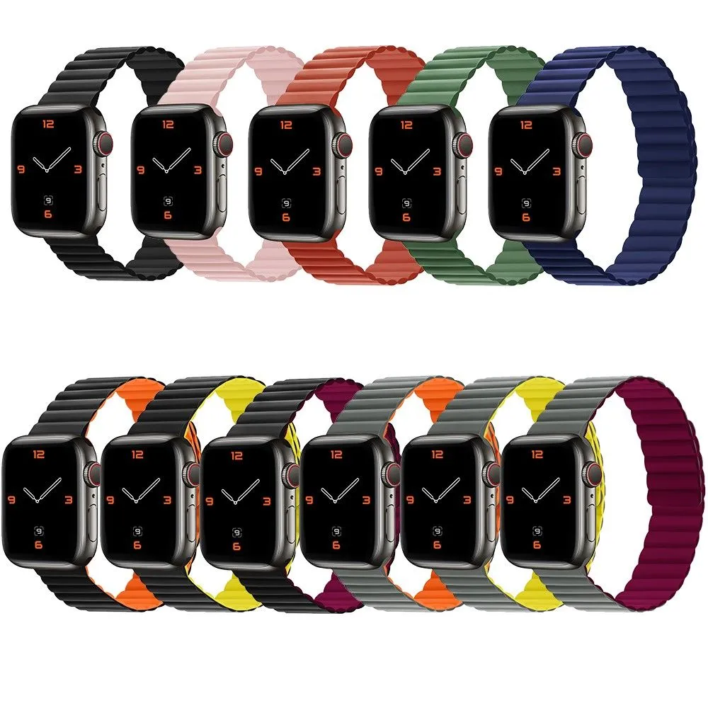 Apple Watch (45mm) dual color silicone watch strap - Black / Orange