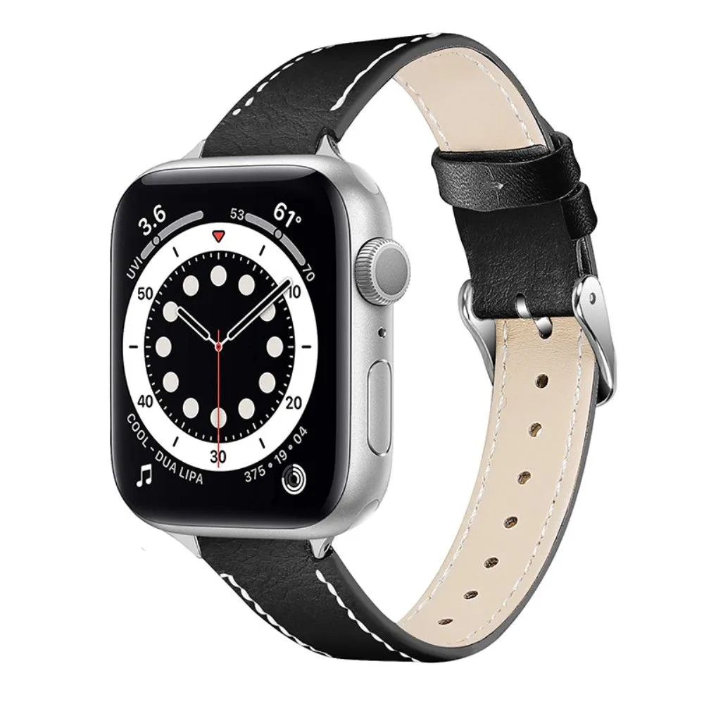 Apple Watch (45mm) elegant genuine leather watch strap - Black