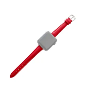 Apple Watch (45mm) simple genuine leather watch strap - Red