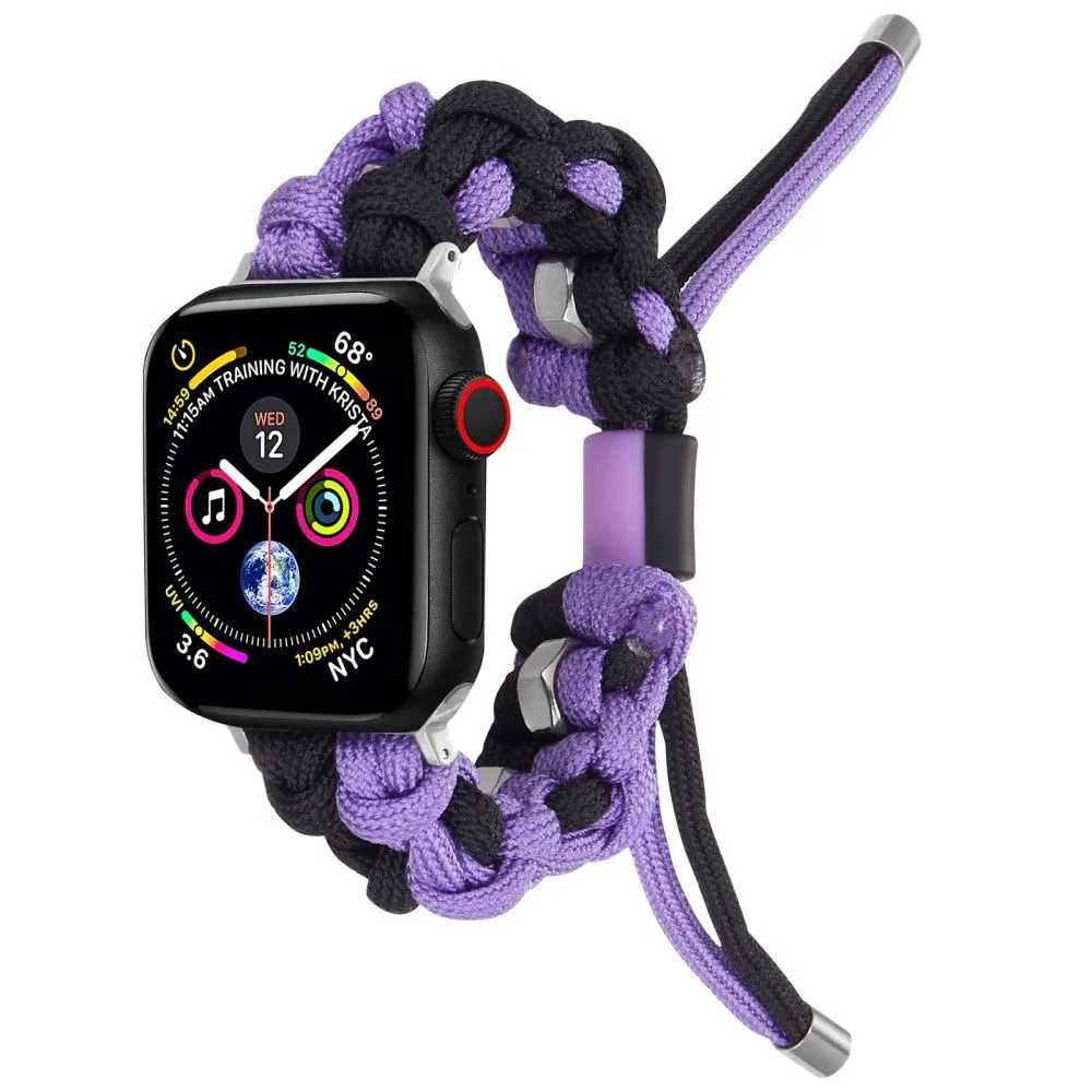 Apple Watch (45mm) unique nylon watch strap - Black / Purple