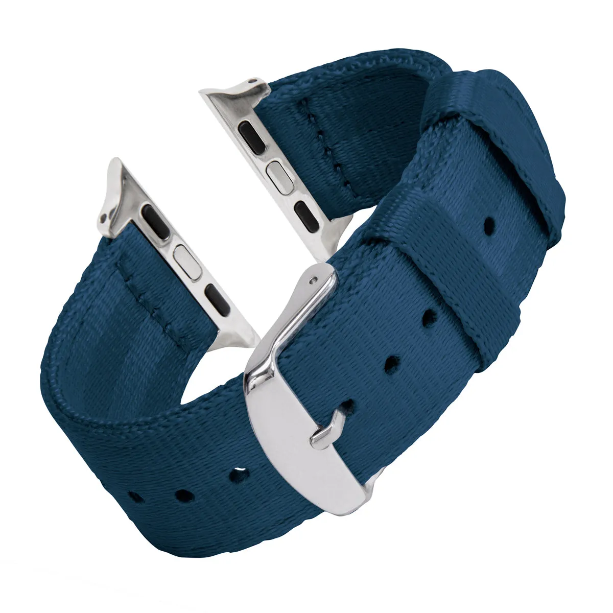 Apple Watch Seat Belt Nylon Watch Band - Navy/Stainless