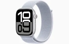 Apple Watch Series 10 GPS 46Mm Silver Aluminium Case, Blue Cloud Sport Loop