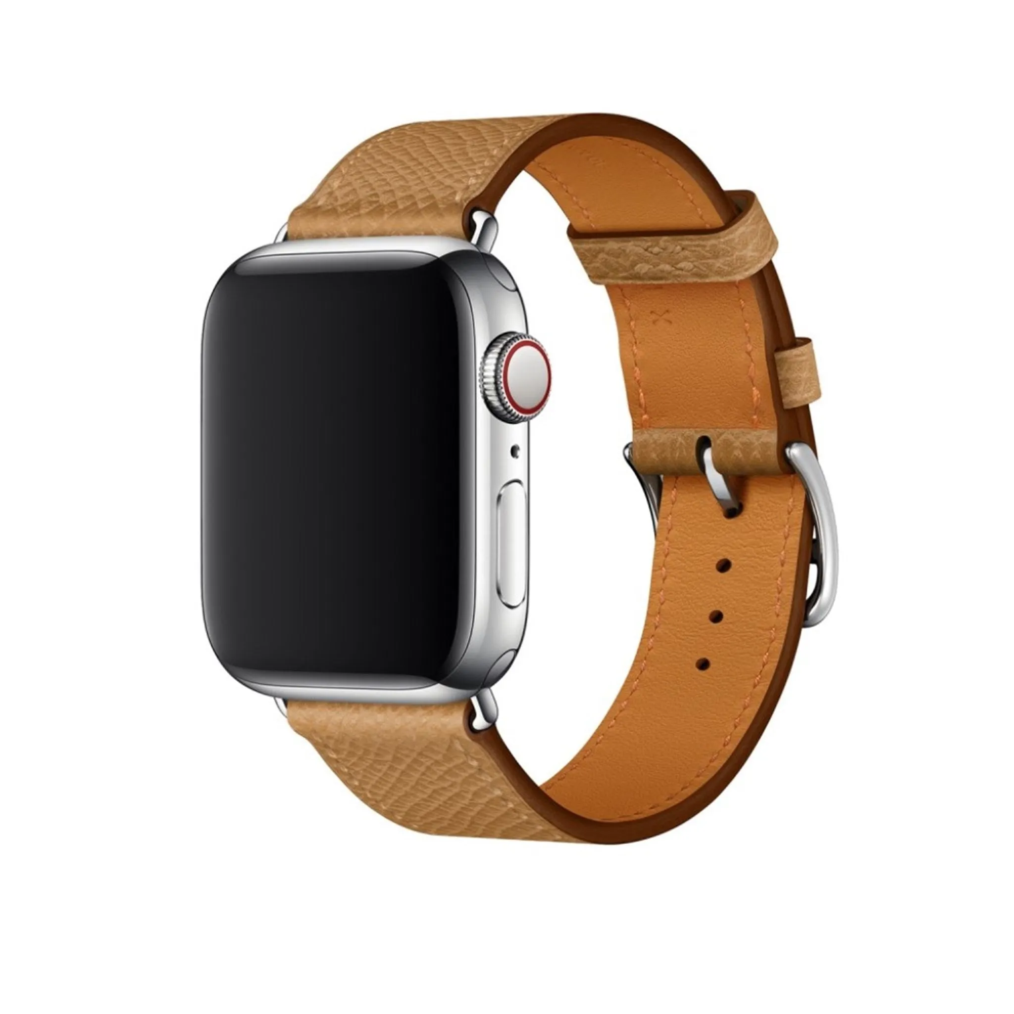 Apple Watch Series 5 44mm cross texture genuine leather watch band - Light Brown