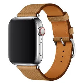 Apple Watch Series 5 44mm cross texture genuine leather watch band - Light Brown