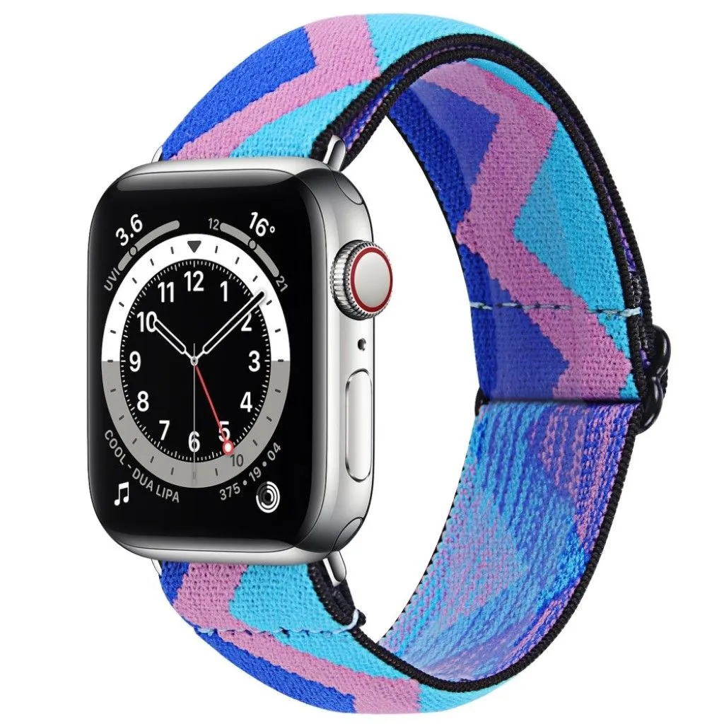 Apple Watch Series 6 / 5 44mm nylon pattern watch band - Blue / Pink / Blue Zig-zag