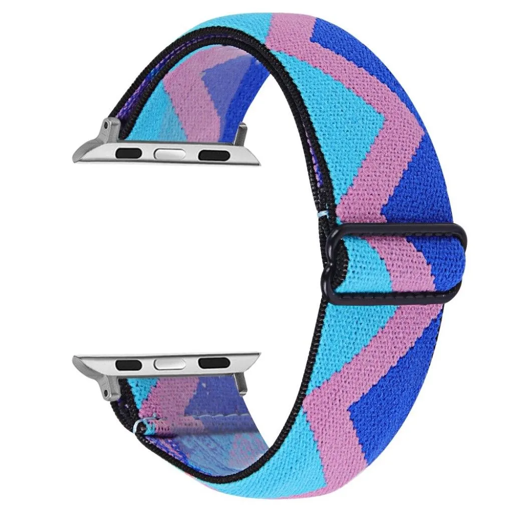 Apple Watch Series 6 / 5 44mm nylon pattern watch band - Blue / Pink / Blue Zig-zag