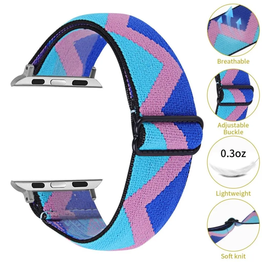 Apple Watch Series 6 / 5 44mm nylon pattern watch band - Blue / Pink / Blue Zig-zag