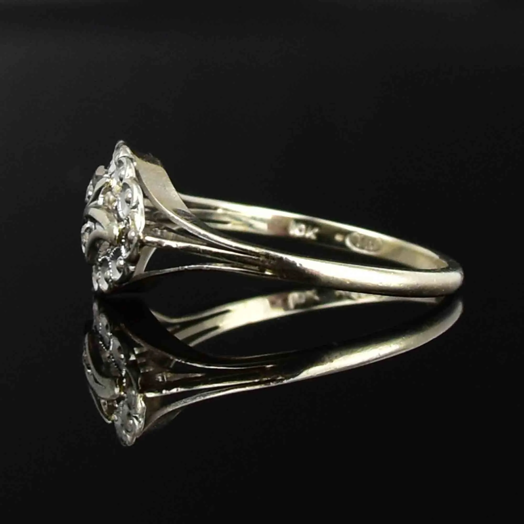 Art Deco 10K White Gold Diamond Stacking Ring