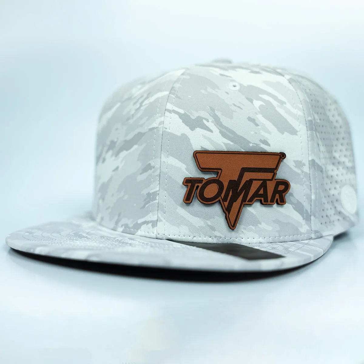 Artic Camo Snapback Hat w/ TOMAR Leather Patch Logo