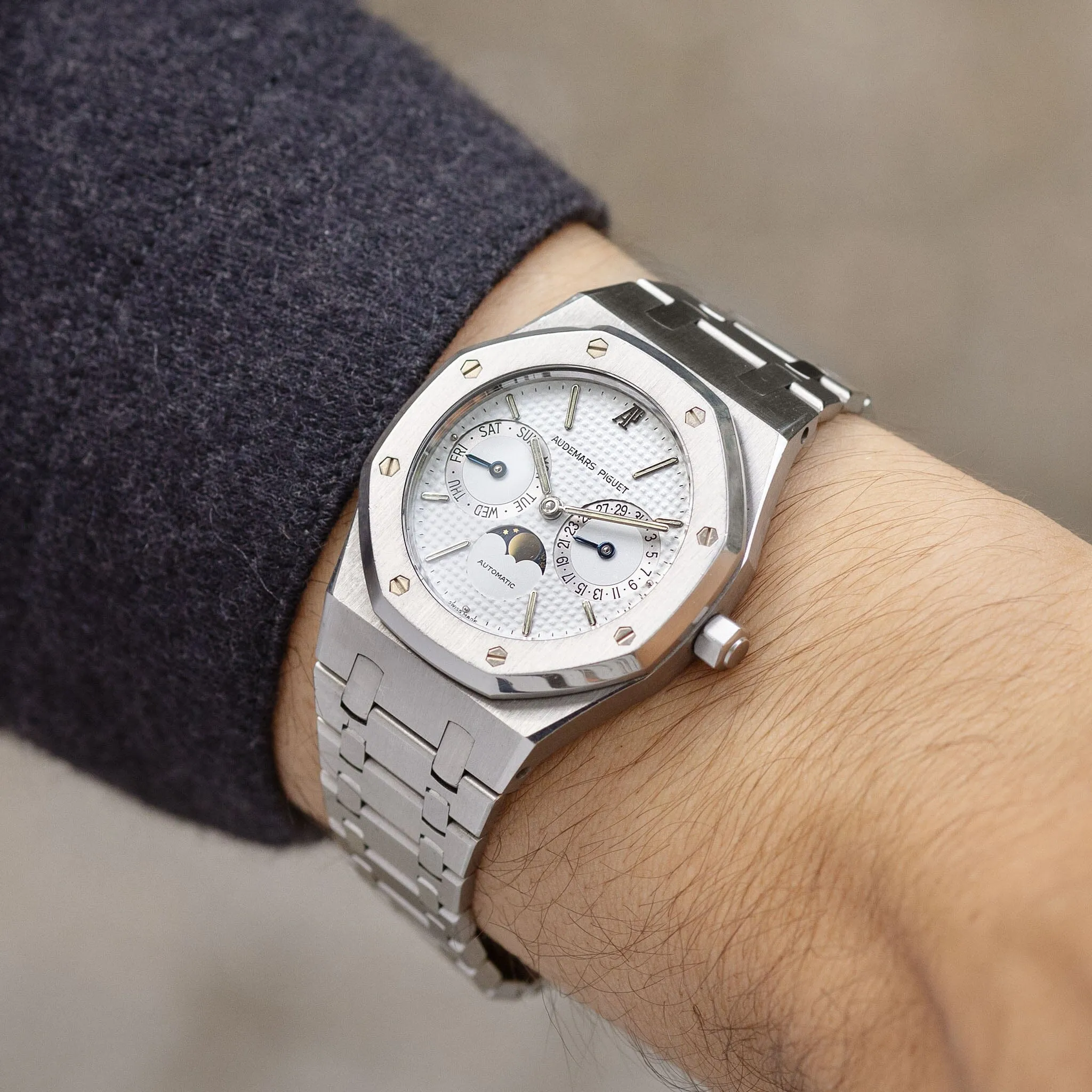 Audemars Piguet Royal Oak Day-Date Moonphase ref 25594ST White Dial