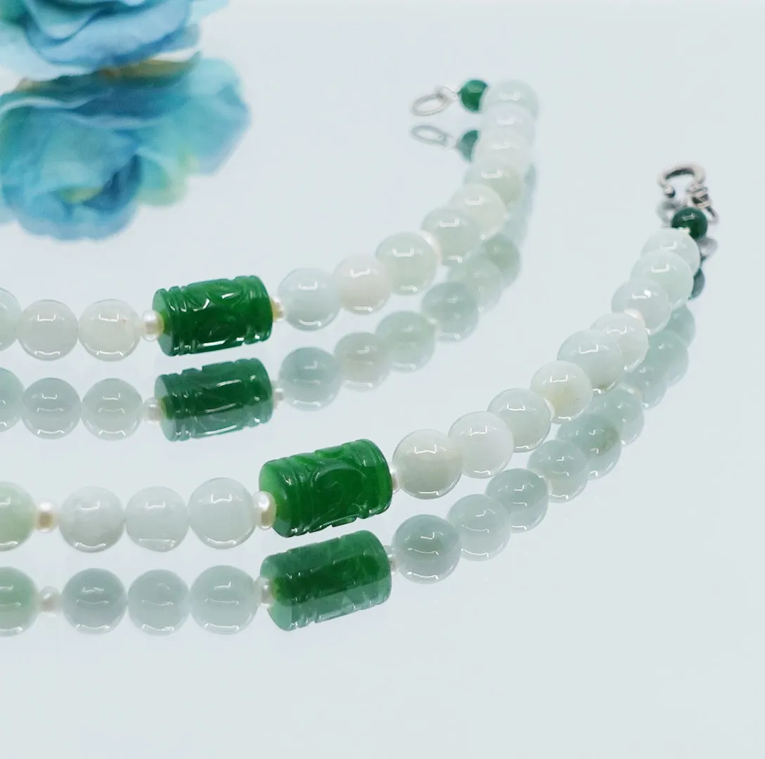 Auspicious Clouds Beaded Jadeite Necklace