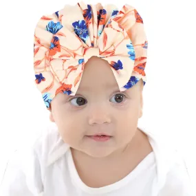 Babymoon Beanie Floral Bow Baby Boy's & Girl's Cap Kids | Toddler Infant Hat | Orange