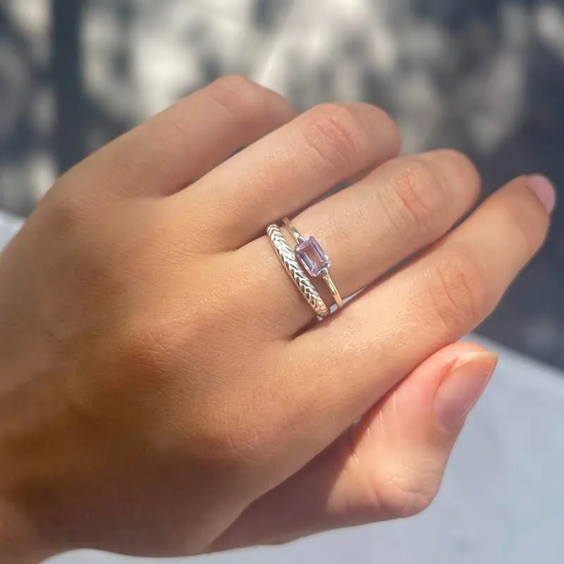 Baguette Ring, Amethyst, Silver